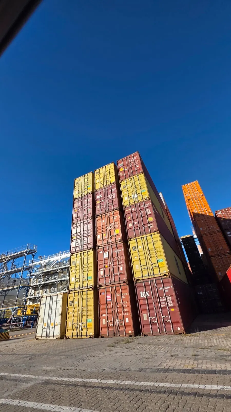 Containers stacked at the terminal