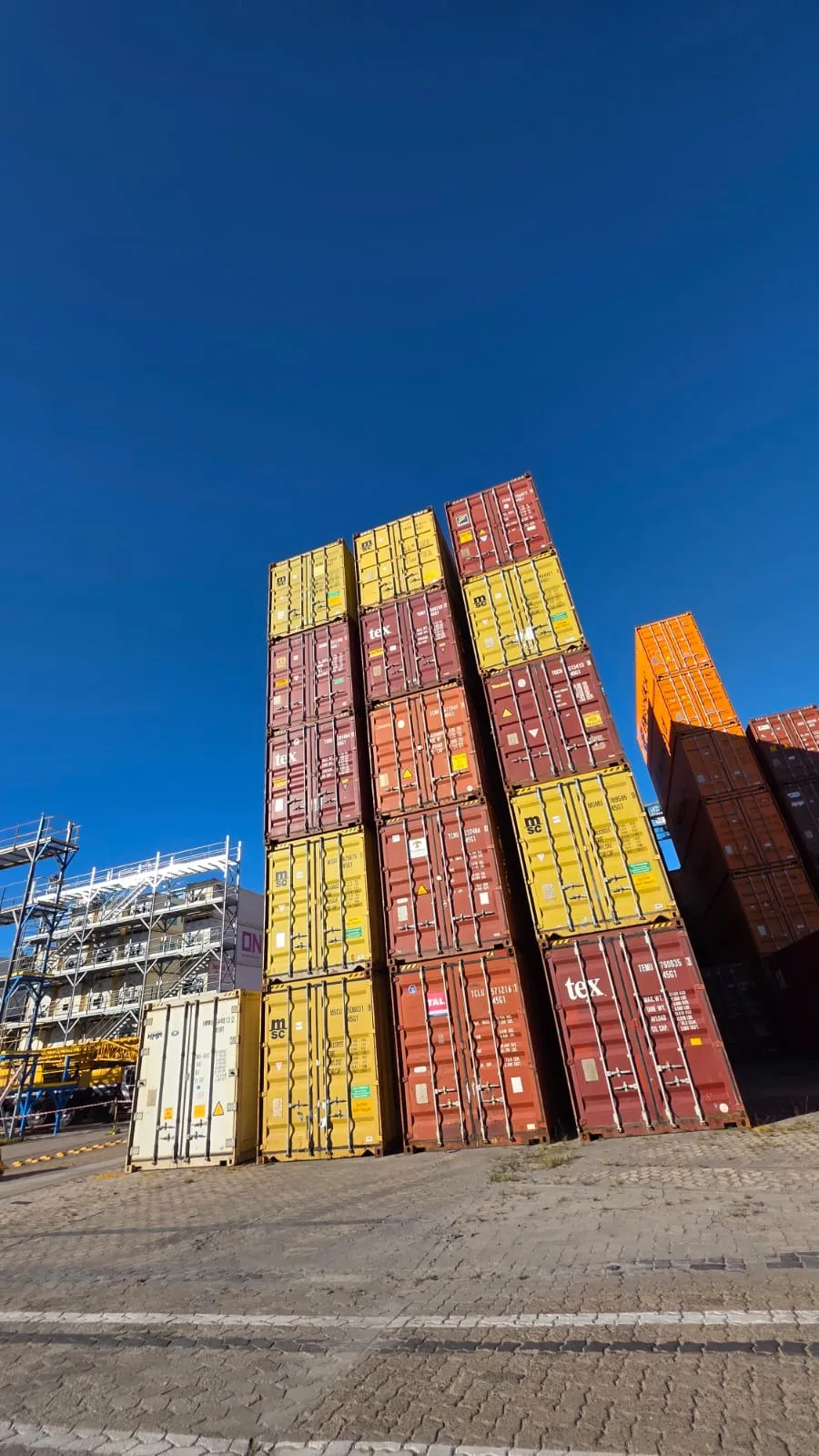 Containers stacked at the terminal